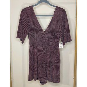 Charlotte Russe Purple Shimmer Surplice Romper NWT